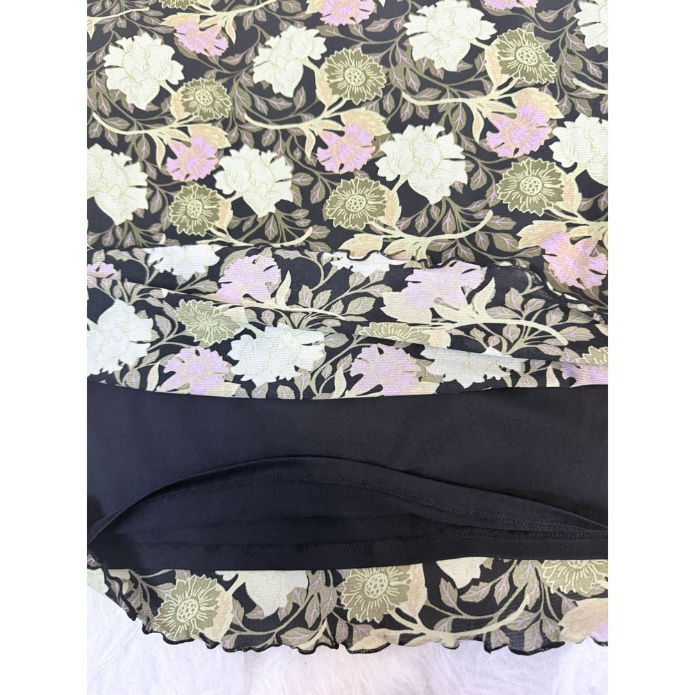 Apostrophe Woman Floral Mesh Tunic Top Plus Size 24-26W Green Purple Lettuce Hem - Picture 5 of 8